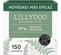 Pañales-braguita LILLYDOO green - talla 4 (9+ kg), caja mensual (150 unidades), protección contra fugas, suaves con la piel, sin cloro ni lociones y testados dermatológicamente