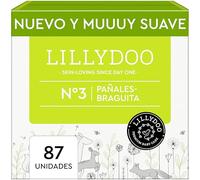 Pañales-braguita LILLYDOO - talla 3 (6-10 kg), caja de medio mes (87 unidades), protección contra fugas, delicados con la piel, suaves, sin perfumes ni lociones, dermatológicamente testados