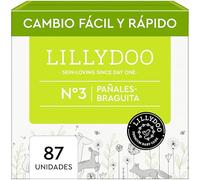 Pañales-braguita LILLYDOO - talla 3 (6+ kg), caja de medio mes (87 unidades), protección contra fugas, delicados con la piel, suaves, sin perfumes ni lociones, dermatológicamente testados