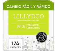Pañales-braguita LILLYDOO - talla 3 (6+ kg), caja mensual (174 unidades), protección contra fugas, delicados con la piel, suaves, sin perfumes ni lociones, dermatológicamente testados