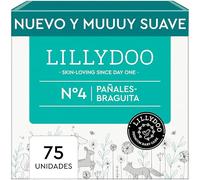 Pañales-braguita LILLYDOO - talla 4 (9-14 kg), caja de medio mes (75 unidades), protección contra fugas, delicados con la piel, suaves, sin perfumes ni lociones, dermatológicamente testados