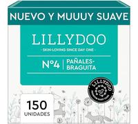 Pañales-braguita LILLYDOO - talla 4 (9-14 kg), caja mensual (150 unidades), protección contra fugas, delicados con la piel, suaves, sin perfumes ni lociones, dermatológicamente testados