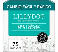 Pañales-braguita LILLYDOO - talla 4 (9+ kg), caja de medio mes (75 unidades), protección contra fugas, delicados con la piel, suaves, sin perfumes ni lociones, dermatológicamente testados