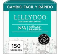 Pañales-braguita LILLYDOO - talla 4 (9-14 kg), caja mensual (150 unidades), protección contra fugas, delicados con la piel, suaves, sin perfumes ni lociones, dermatológicamente testados