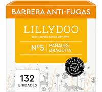 Pañales-braguita LILLYDOO - talla 5 (11-16 kg), caja mensual (132 unidades), protección contra fugas, delicados con la piel, suaves, sin perfumes ni lociones, dermatológicamente testados