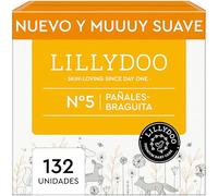 Pañales-braguita LILLYDOO - talla 5 (12-17 kg), caja mensual (132 unidades), protección contra fugas, delicados con la piel, suaves, sin perfumes ni lociones, dermatológicamente testados