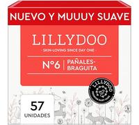 Pañales-braguita LILLYDOO - talla 6 (13+ kg), caja de medio mes (57 unidades), protección contra fugas, delicados con la piel, suaves, sin perfumes ni lociones, dermatológicamente testados