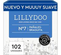 Pañales-braguita LILLYDOO - talla 7 (15+ kg), caja mensual (102 unidades), protección contra fugas, delicados con la piel, suaves, sin perfumes ni lociones, dermatológicamente testados