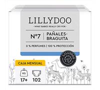 Pañales-braguita LILLYDOO, talla 7 (17+ kg), 6 paquetes de 17 pañales-braguita (102 pañales), PACK AHORRO