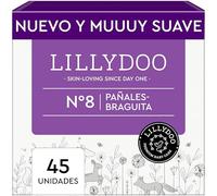 Pañales-braguita LILLYDOO - talla 8 (17+ kg), caja de medio mes (45 unidades), protección contra fugas, delicados con la piel, suaves, sin perfumes ni lociones, dermatológicamente testados