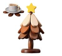 Pañales calientes - 10x10x24 cm Forma de árbol de madera, protector de mesa, soporte resistente al calor plegable, encimera decorativa | Cocina comedor con una pequeña cama para taza de tazón de fruta