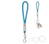 Pañales de carabiner con correa, llavero Paracord para hombres | Paracord Clip Lonyard Heavy Duty,Cuerda de paracaídas con 3 anillos clave, gancho para hombres mujeres al aire libre, azul cielo, Se