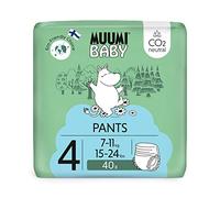 Pañales de entrenamiento ecológicos Muumi Baby, talla 4, 7-11 KG, 40 pañales braguita premium | suaves y agradables para la piel, tsin productos químicos innecesarios |