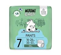 Pañales de entrenamiento ecológicos Muumi Baby, talla 7, 16-26 KG, 34 pañales braguita premium | suaves y agradables para la piel, sin productos químicos innecesarios |