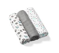 Pañales de muselina de bambú para bebé, 3 unidades, 70 x 70 cm, suaves, hipoalergénicos, regalo ideal para nacimientos, color gris