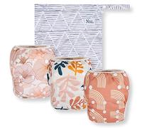 Pañales de natación reutilizables y bolsa húmeda, talla única, totalmente ajustable, paquete de 3 unidades tropicales con bolsa húmeda Nora's Nursery