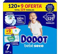 Pañales Dodot Bebé Seco Extra 15+ kg 129 + toallitas Pampers