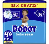 Dodot Pañales Bebé Seco Extra absorción Talla 4+ 10-15 kg 62 unidades