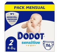 Pañales DODOT Sensitive pañales recién nacido de 4 a 8 kg talla 2 - Caja 116 unidades