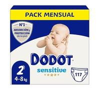 Pañales Dodot Sensitive Talla 2, 3x39, 117 Unidades, Suavidad y Protección para Bebés Sensibles