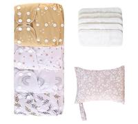Pañales lavables para bebés, pañales para bebés, pañales de bebé ajustables reutilizables, forros absorbentes y transpirables con 4 inserciones y 1 bolsa húmeda para niñas