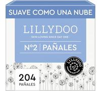 Pañales LILLYDOO delicados con la piel - talla 2 (4+ kg), caja mensual (204 unidades), protección contra fugas, suaves, sin perfumes ni lociones y dermatológicamente probados