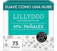 Pañales LILLYDOO delicados con la piel - talla 4 (9+ kg), caja de medio mes (75 unidades), protección contra fugas, suaves, sin perfumes ni lociones y dermatológicamente probados