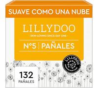 Pañales LILLYDOO delicados con la piel - talla 5 (11+ kg), caja mensual (132 unidades), protección contra fugas, suaves, sin perfumes ni lociones y dermatológicamente probados