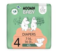 Pañales Moomin Baby Eco Talla 4, 7-14 kg, 42 pañales premium con barrera antifugas | suaves y agradables para la piel, transpirables, absorbentes, sin productos químicos innecesarios |