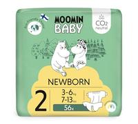 Pañales Moomin Baby Newborn Eco Talla 2, 3-6 kg, 56 pañales premium con indicador de humedad | suaves y agradables para la piel, sin productos químicos innecesarios |