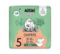 Pañales Muumi Baby Eco Talla 5, 10-16 kg, 44 pañales premium con barrera antifugas | suaves y agradables para la piel, transpirables, absorbentes, sin productos químicos innecesarios |