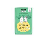 Pañales Moomin Baby Newborn Eco Talla 2, 3-6 kg, 56 pañales premium con indicador de humedad | suaves y agradables para la piel, sin productos químicos innecesarios |