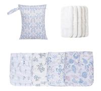 Pañales para bebés, pañales de bebé en - Pañales de bebé ajustables lavables,Forros absorbentes y transpirables, 4 inserciones y 1 bolsa húmeda, evita la coloración