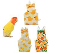 Pañales para pájaros, ropa para pájaros, calopsita | 3 piezas de algodón transpirable con correas, ropa lavable para periquitos canarios guacamayos Halloween