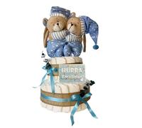 Pañales para tartas Osos - Gemelos regalo para Géminis nacimiento - Incluye 2 Simpáticos parte Relojes© dubistda