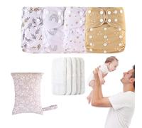 Pañales reutilizables para bebés, pañales reutilizables | Pañales ajustables reutilizables, 4 forros absorbentes y transpirables, manta impermeable con 4 inserciones y 1 bolsa húmeda para niñas