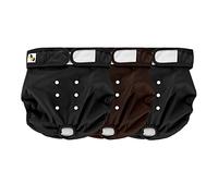 Pañales Reutilizables para Perros JM - Interior Altamente Absorbente, Transpirable y Exterior Impermeable - Paquete de 3 Pequeña (Apto para Cintura de 9 a 15 Pulgadas) Negra Y Marrón