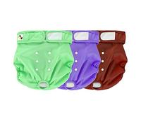 Pañales Reutilizables para Perros JM - Interior Altamente Absorbente, Transpirable y Exterior Impermeable - Paquete de 3 Grande (Apto para Cintura de 19 "- 27") Multicolor