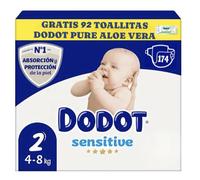 Pañales Sensitive 4-8kg T174 Un. + 92 Toallitas Pure Aqua
