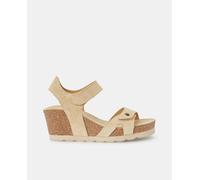 Panama Jack Sandalias de cuña de mujer en piel de color beige. Beige 41