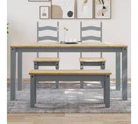 Panama - Mesa de cocina y comedor de madera de pino maciza, 160 x 80 x 75 cm, acabado gris con cera ámbar, diseño rústico moderno para uso en interiores