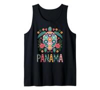 Panamá, Vibrante Tortuga Azulejo, Flores y Corazones Vida Océano Camiseta sin Mangas
