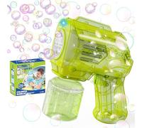 Panamalar Mini Pistola de Burbujas para Niños, Pequeña Máquina de Burbujas 5000+ Pompas por Minuto con Solución/Luces, Pistola Pompas de Jabón Portátil para Exterior Fiesta Boda Pascua, Verde