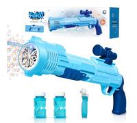 Panamalar Pistola de Burbujas para Niños, Máquina de Burbujas de Jabon 10000+ Burbujas/Min con Luces, Pistola Pompas de Jabon Juguetes de Verano para Al Aire Libre Fiesta Boda, Azul