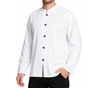 PANASIAM Camisa pescador cuello mao, algodón 100%, botones madera