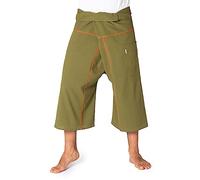 PANASIAM Fisherman Pants Stripe-Design 3/4, Olive Green, L