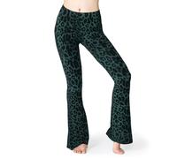 PANASIAM Leggings Acampanados Yoga Mujer - Estampado Leo Mallas Deportivas | Pieza única teñida a mano, suaves y elásticas, leggings de cintura alta para deporte , viscosa con elastano, corte bootcut
