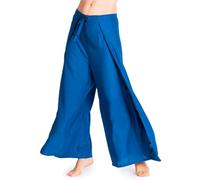 PANASIAM Pantalón Cruzado Mujer - pantalón Palazzo Estilo Boho - Viscosa | Pantalón ligero de verano, falda pantalón, liso, corte recto, pantalón de playa, cintura ajustable, 2 largos