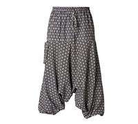 PANASIAM Pantalones Aladin 'geometrix', con patrones tradicionales japoneses, fabricados en pequeñas empresas familiares, Asanoha Negro, L