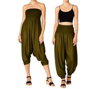 PANASIAM Pantalones Aladino Liso Verde Oliva M